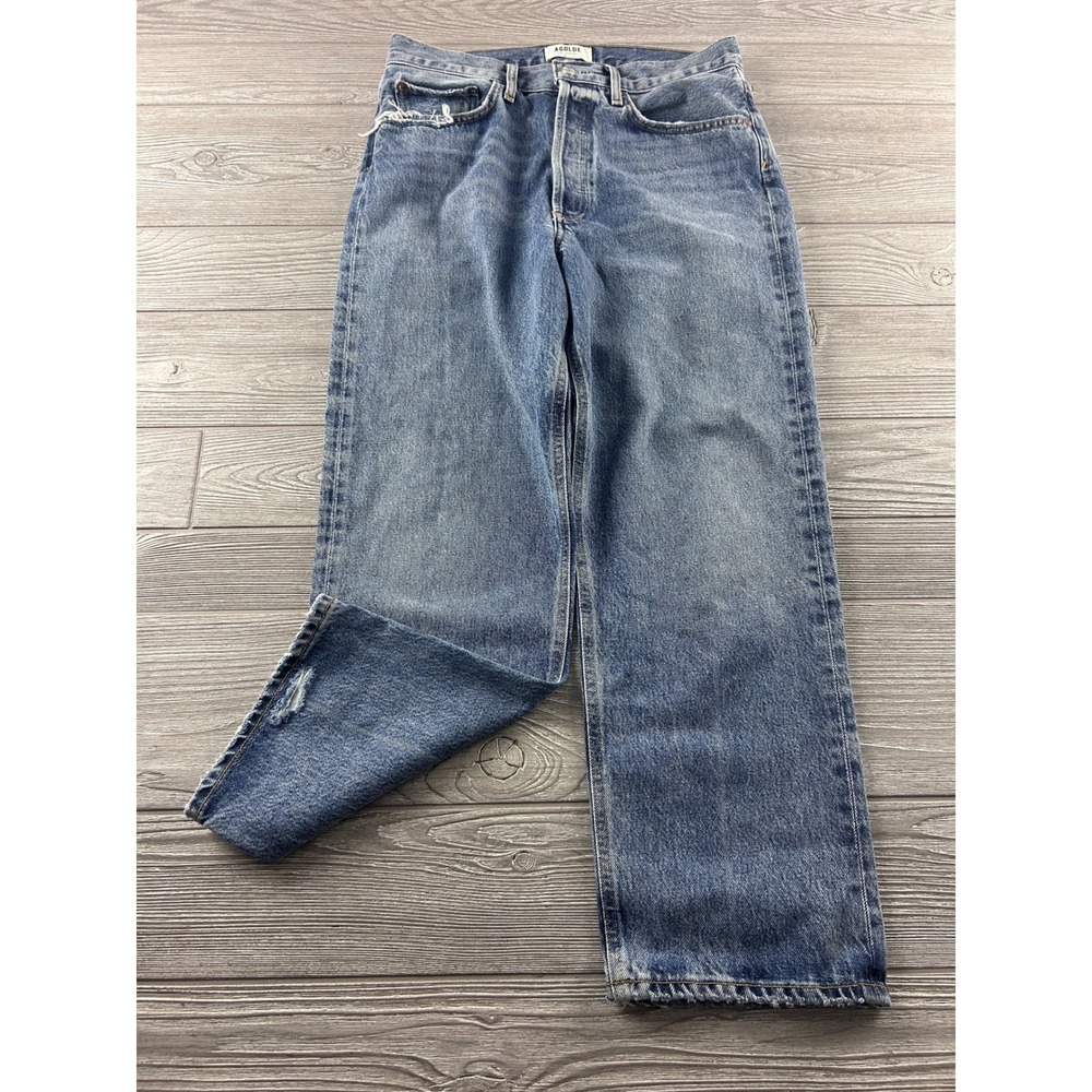 AGOLDE 90s Crop Jeans Blue Medium Wash High Rise Straight Leg 27 A173F-1206